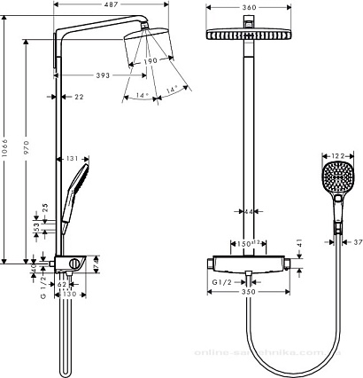 Душевая стойка Hansgrohe Raindance Select E 360 Showerpipe 27112400 термостат