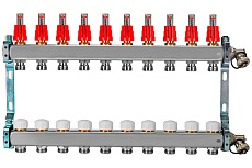 Коллекторная группа ColSys 804R 10 выходов, с расходомерами, термостатическими и дренажными клапанами 1804R22510