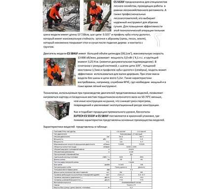 Пила цепная бензиновая Elitech CS 5841F (E1611.007.00) HD 204815