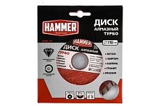 Диск алмазный универсальный Турбо Flex 206-111 DB TB (115x22 мм) Hammer 30695