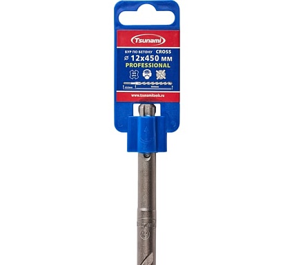 Бур по бетону Tsunami PROFESSIONAL Cross 12х450/400 мм, SDS-plus T10610300012450