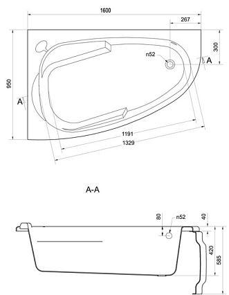 Акриловая ванна Cersanit Joanna 160x95 L/R