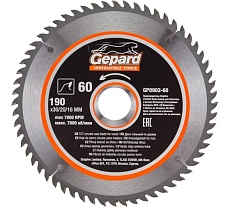 Диск пильный 190x30/20/16 мм, 60Z Gepard GP0902-60