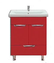 Тумба с раковиной SanMaria Милан 65, 1 ящик, квадратная раковина красный