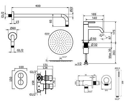 Душевой набор Plumberia IXO KITXOT1853