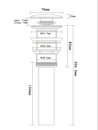 Донный клапан AQUAme AQM7001-1 с переливом, хром