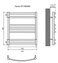 Полотенцесушитель водяной Aquatek Лугано П7 50x60 черный, AQ DOC0760BL