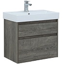 Тумба с раковиной Aquanet Nova Lite 60 см, 2 ящика, дуб рошелье