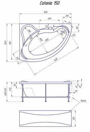 Акриловая ванна 1MarKa Catania 150x105 L