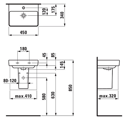 Раковина-мини Laufen Pro S 45x34 8.1596.1.000.104.1