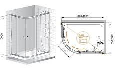 Душевой уголок Cezares Anima 120x100 ANIMA-W-RH-2-120/100-C-Cr-R правый, прозрачный