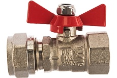 Шаровый кран с обжимным соединением Valtec рукоятка бабочка, 16х1/2 вн. VT.342.N.1604