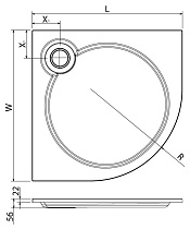 Поддон для душа Cezares Tray 90x90 четверть круга, литой мрамор, белый