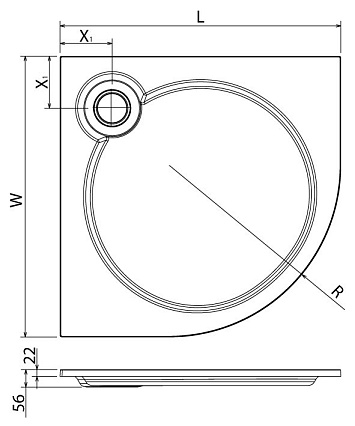 Поддон для душа Cezares Tray 90x90 четверть круга, литой мрамор, белый