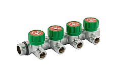 Коллектор PROFACTOR регулирующий, под плоскую прокладку, хром в/н 3/4" х 4 вых 1/2" нар PF MV 275.4