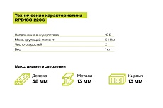 Дрель-шуруповерт ударная бесщеточная Ryobi ONE+ RPD18C-220S 5133004982