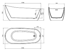 Акриловая ванна Grossman Galaxy GR-1403MB 170x75 черный матовый