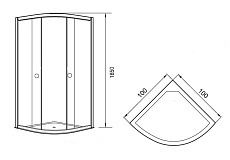 Душевой уголок Agger A01-100TCR/G 100x100 прозрачный, четверть круга