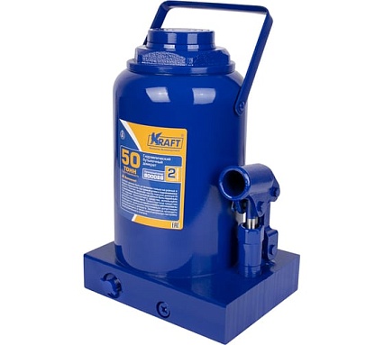 Домкрат бутылочный Kraft 50 т, 2 клапана, PRO KT 800086
