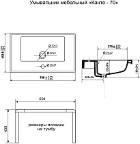 Раковина Cerutti SPA Кантэ 70 см