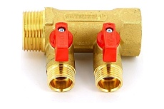 Коллектор с шаровыми кранами Tiemme арт.1822RED 3/4&quot; T4-1/2&quot;x16 (кр.ручки) 1820066