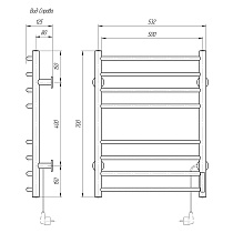 Полотенцесушитель электрический Domoterm Классик DMT 109-8 50x70 TBOX EK ТЭН справа, с таймером, хром