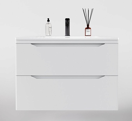 Тумба с раковиной Style Line Марелла Люкс Plus 80 см подвесная, белый матовый