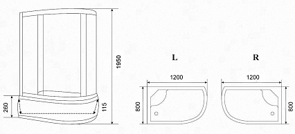 Душевой уголок Parly ZFM1201R 120x80 матовый, хром, с поддоном R