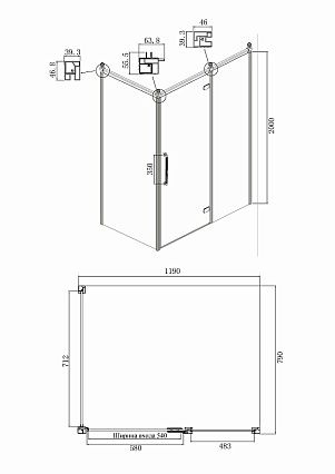 Душевой уголок Ambassador Royal 120x80 18015110-L прозрачный с рисунком, хром