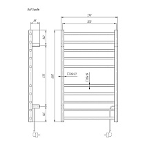 Полотенцесушитель электрический Domoterm Квадро DMT 109-S П10 53x86 BOX ТЭН справа, хром