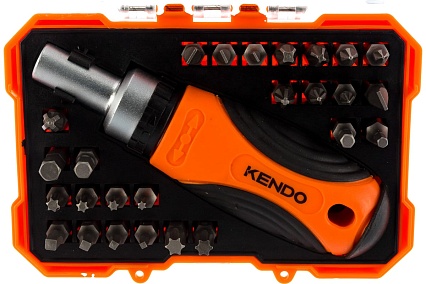 Отвертка с трещоткой и набором бит KENDO 27 предметов 20665