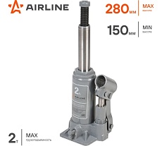 Бутылочный домкрат Airline S 2 т, MIN - 150 мм, MAX - 285 мм AJ-B-02S