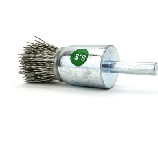 Щетка концевая стабильная плоская EuroBrush тип 102F Д20 с хв-м д6x22, ворс гофр нерж сталь 0,50, до 12000 об/мин код 13-091 EB-E20SS2