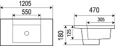 Раковина WeltWasser DEILBACH 7506-120 MT- BL 120 см, 10000005569 черный матовый