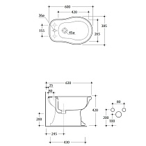 Напольное биде Kerasan Retro 102001*3 белый (с 3 отв. под смеситель)