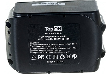 Аккумулятор для электроинструмента (Li-Ion, 18В, 6Ач) Topon TOP-PTGD-MAK-18-6.0-Li