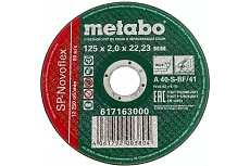Круг отрезной по нержавеющей стали SP-Novoflex (125x2x22.23 мм) Metabo 617163000