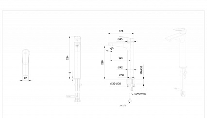 Смеситель для раковины Bravat Rhein F1429564BW-A-ENG черный