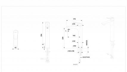 Смеситель для раковины Bravat Rhein F1429564BW-A-ENG черный