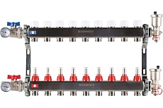 Коллектор из нержавеющей стали Rommer в сборе, с расходомерами, 9 выходов Rms-1210-000009 RG0091LAMF0673