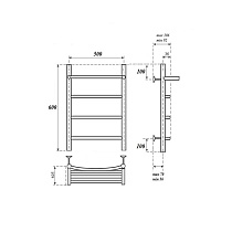 Полотенцесушитель электрический Point PN04156PE П3 50x60 с полкой, хром