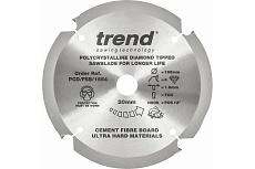 Алмазный пильный диск для древесноволокнистых плит PCD 165 мм, 4 зуба Trend PCD/FSB/1654