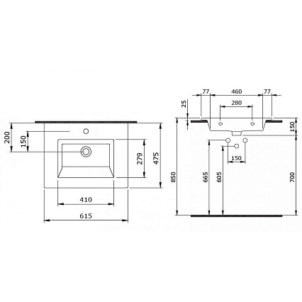 Раковина Bocchi Milano 1161-001-0126 61 см