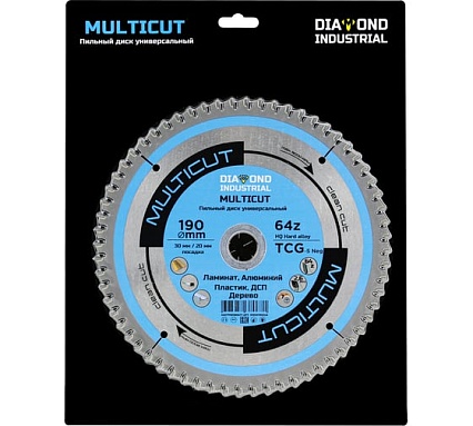Диск пильный по мультиматериалам Multicut 190x30/20 мм, Z=64 TCG Diamond Industrial DIDM190Z64