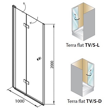 Душевая дверь Kolpa-San Terra flat TV/S 100 L