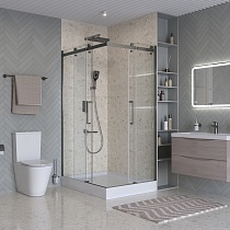 Душевой уголок BelBagno MARINO-2-AH-2-120/90-C-GM 120x90 прозрачный, оружейная сталь
