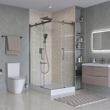 Душевой уголок BelBagno MARINO-2-AH-2-120/90-C-GM 120x90 прозрачный, оружейная сталь