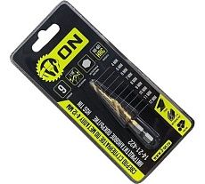 Сверло ступенчатое по металлу HSS TIN, 4-5-6-7-8-9-10-11-12 мм, шестигранный хвостовик, нитридтитановое покрытие ON 14-21-422