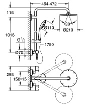 Душевая стойка Grohe Euphoria System 27964000 термостат