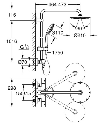 Душевая стойка Grohe Euphoria System 27964000 термостат